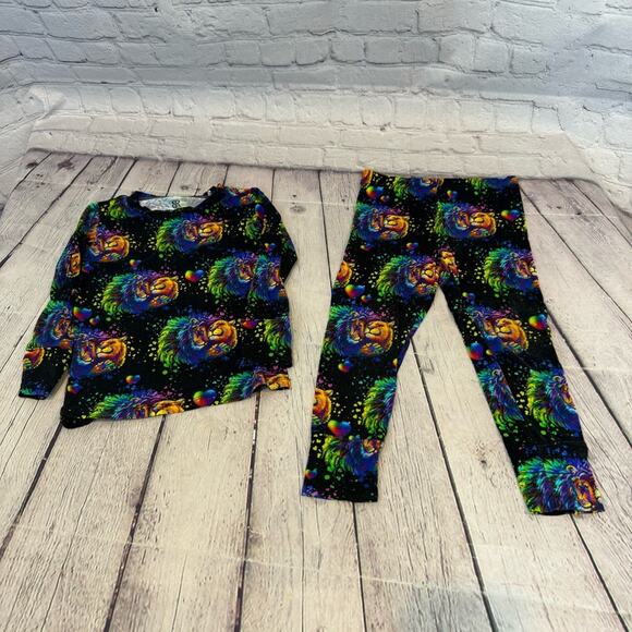 Bums and Roses Rainbow Lion Pattern Bamboo Pajama Set - Picture 1 of 4